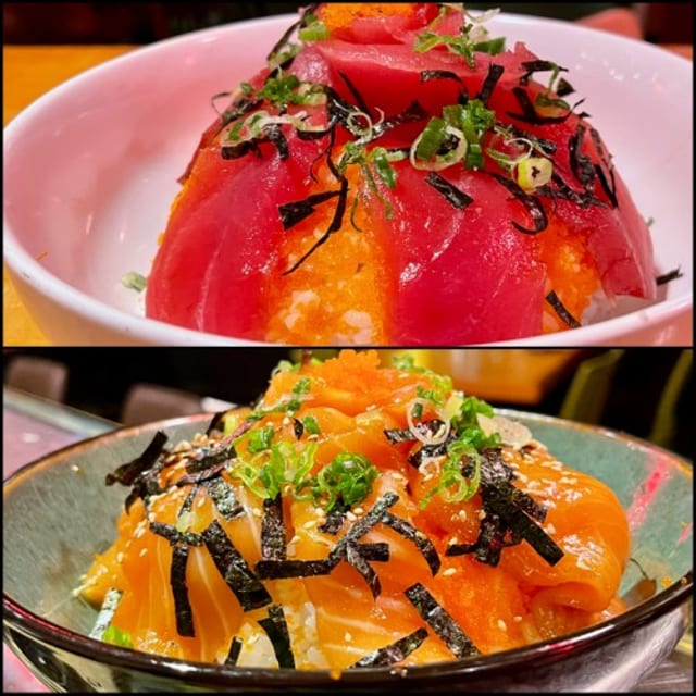  Donburi- Fresh Salmon or Tuna & quail egg.