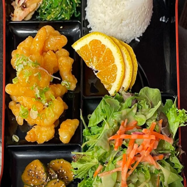 Popcorn Shrimp Bento Box.