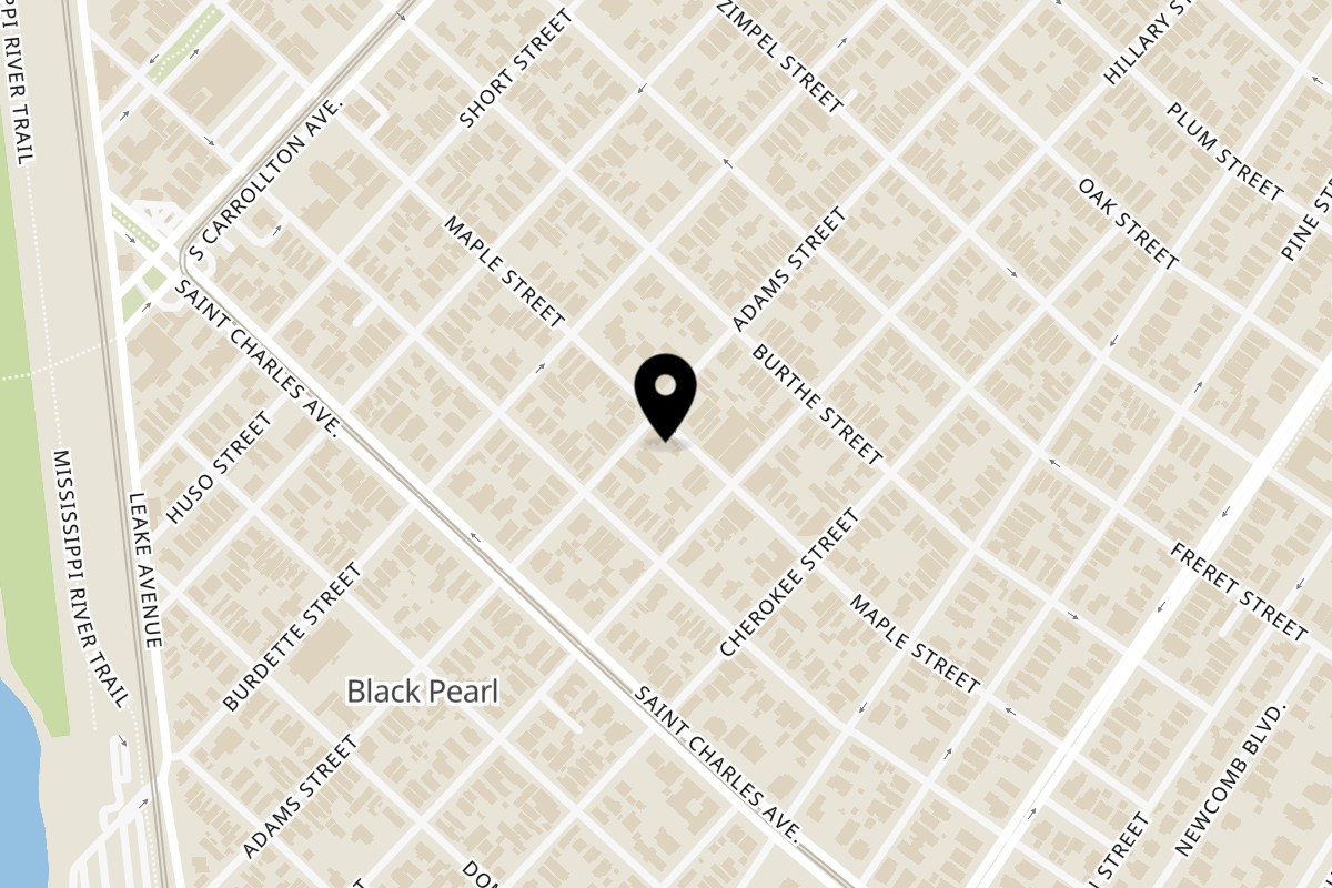 Map showing the location of Origami Restaurant on 7626 Maple St in New Orleans